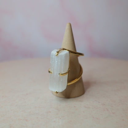 Selenit ring, guld (E) Spiritana