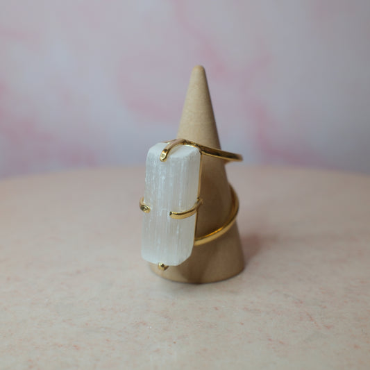 Selenit ring, guld (E) Spiritana