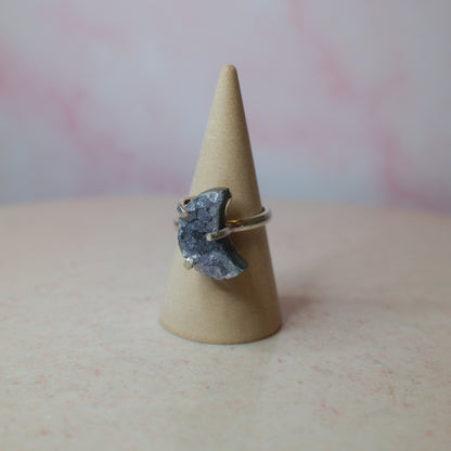Ametist ring halvmåne, silver (B) Spiritana