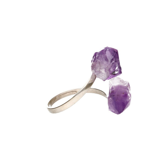 Silverring - Rå Ametist
