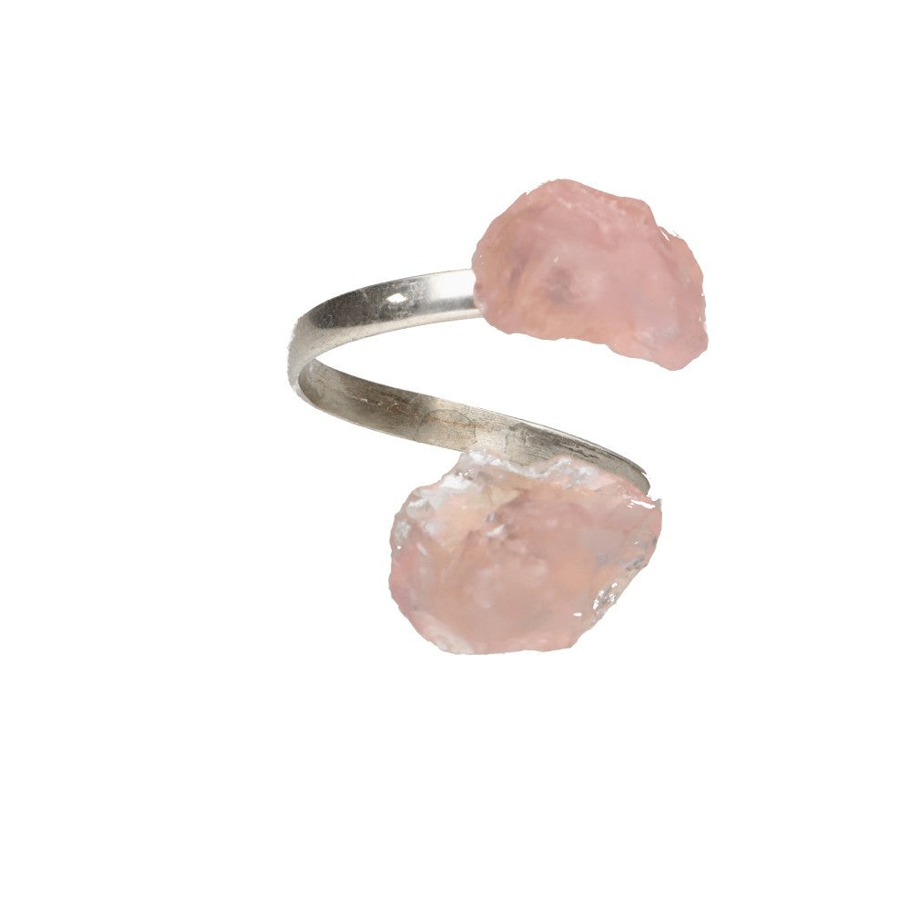 Silverring - Rå Rosenkvarts