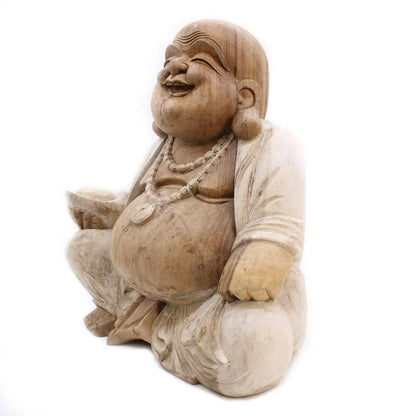 Handskuren Buddha - 50 cm (Happy) Spiritana