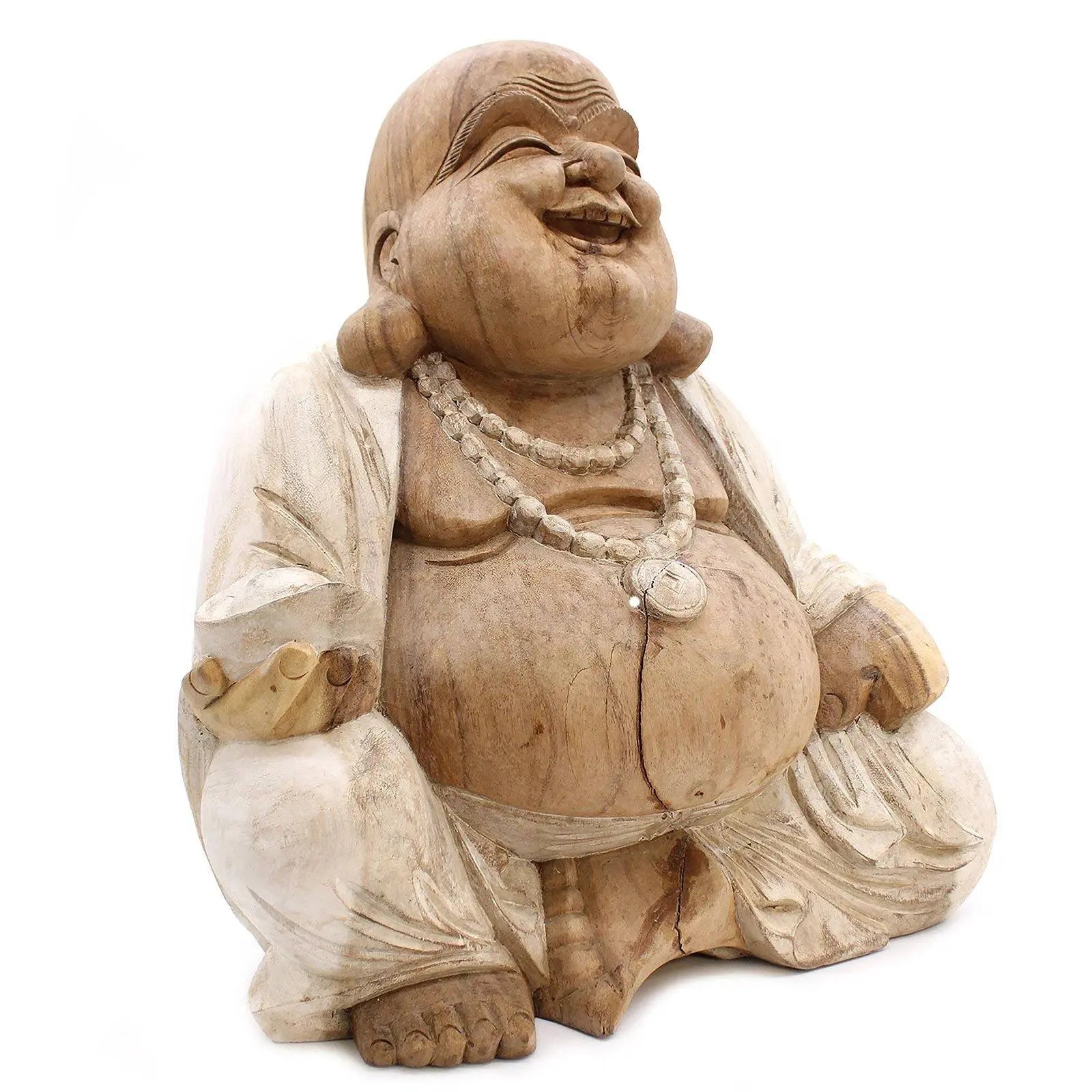 Handskuren Buddha - 50 cm (Happy) Spiritana