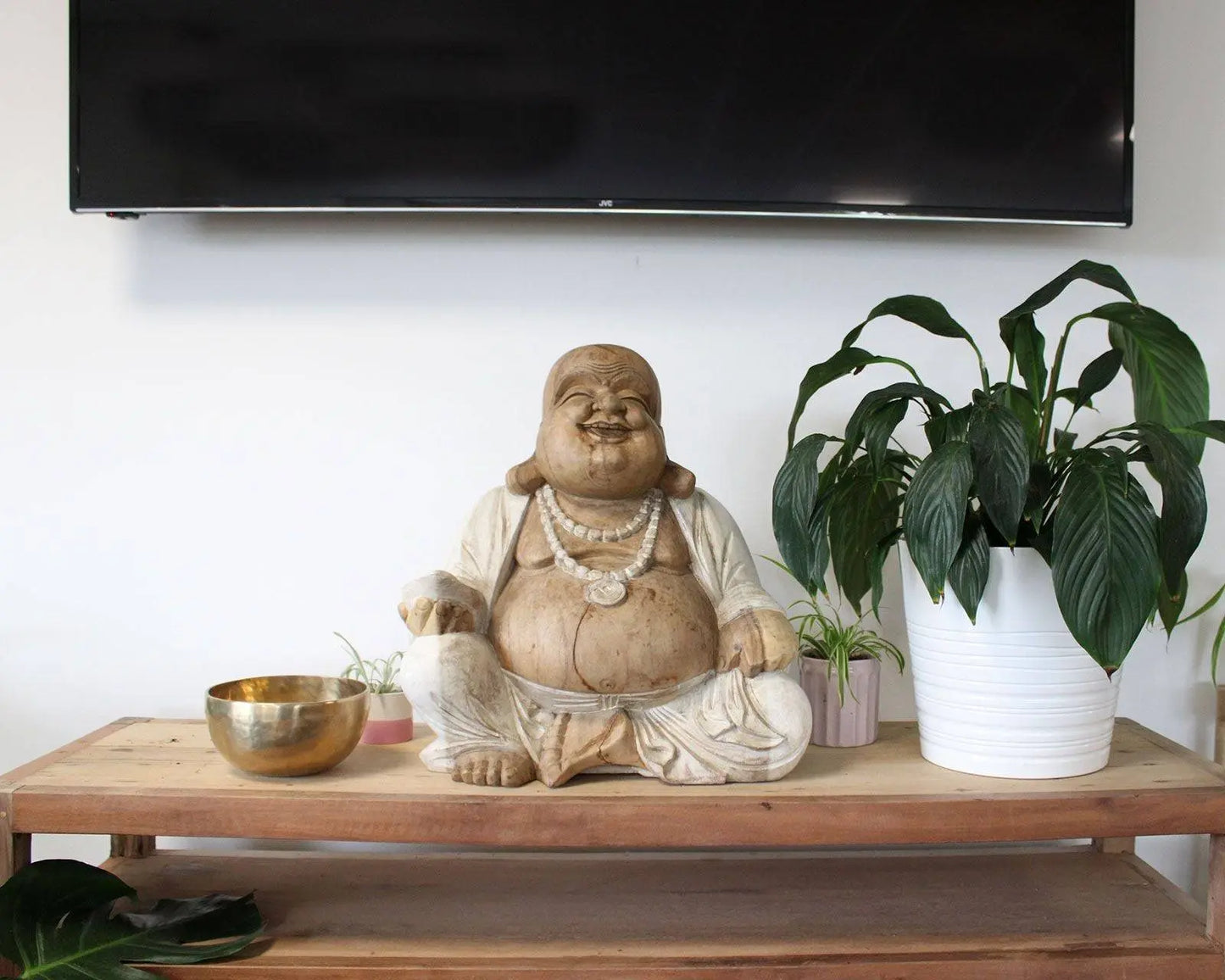 Handskuren Buddha - 50 cm (Happy) Spiritana